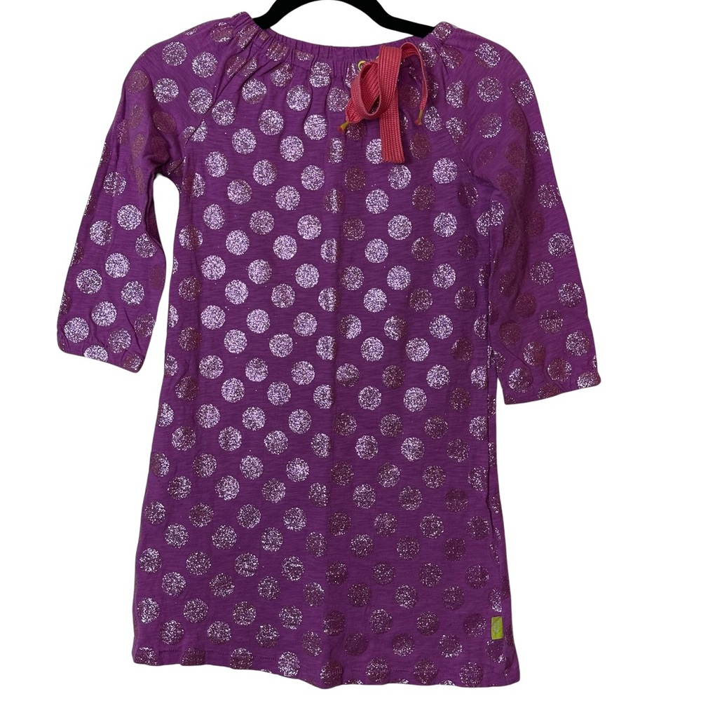 Morgan & Milo Pink Purple Glitter Polkadot Sparkle 3/4 Sleeve Cotton Dress 10